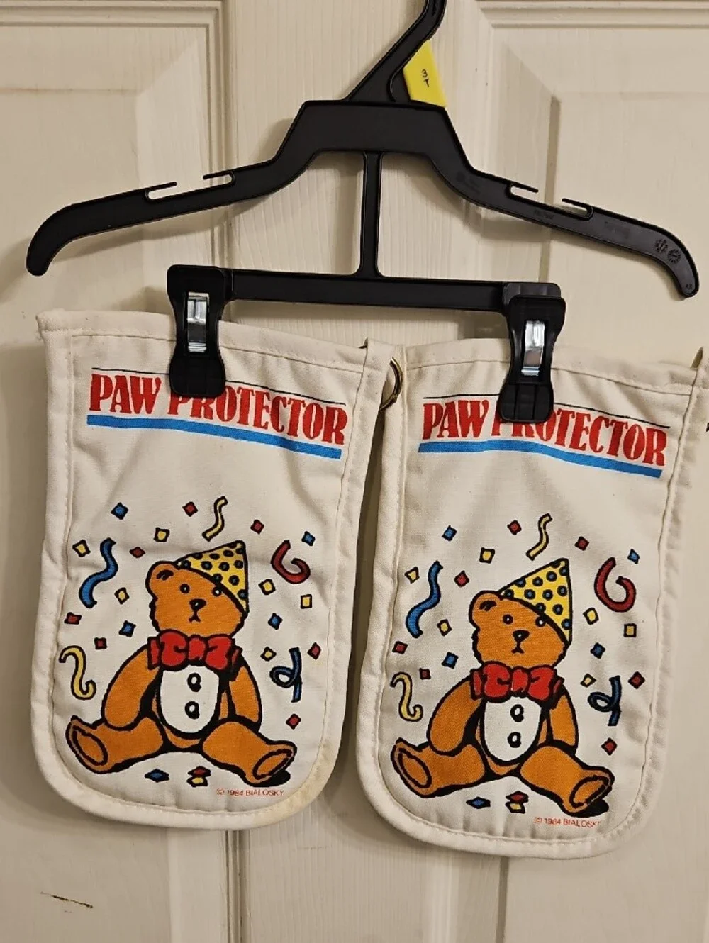 Vintage 1984 Bialosky Party Bear Apron & Pot Holder Set